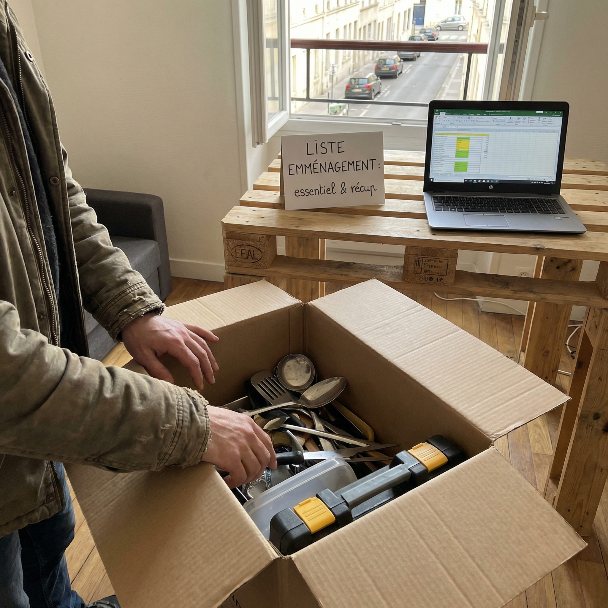 Cuisine premier appart pas chère avec équipements indispensables de base achetés en promo et en seconde main