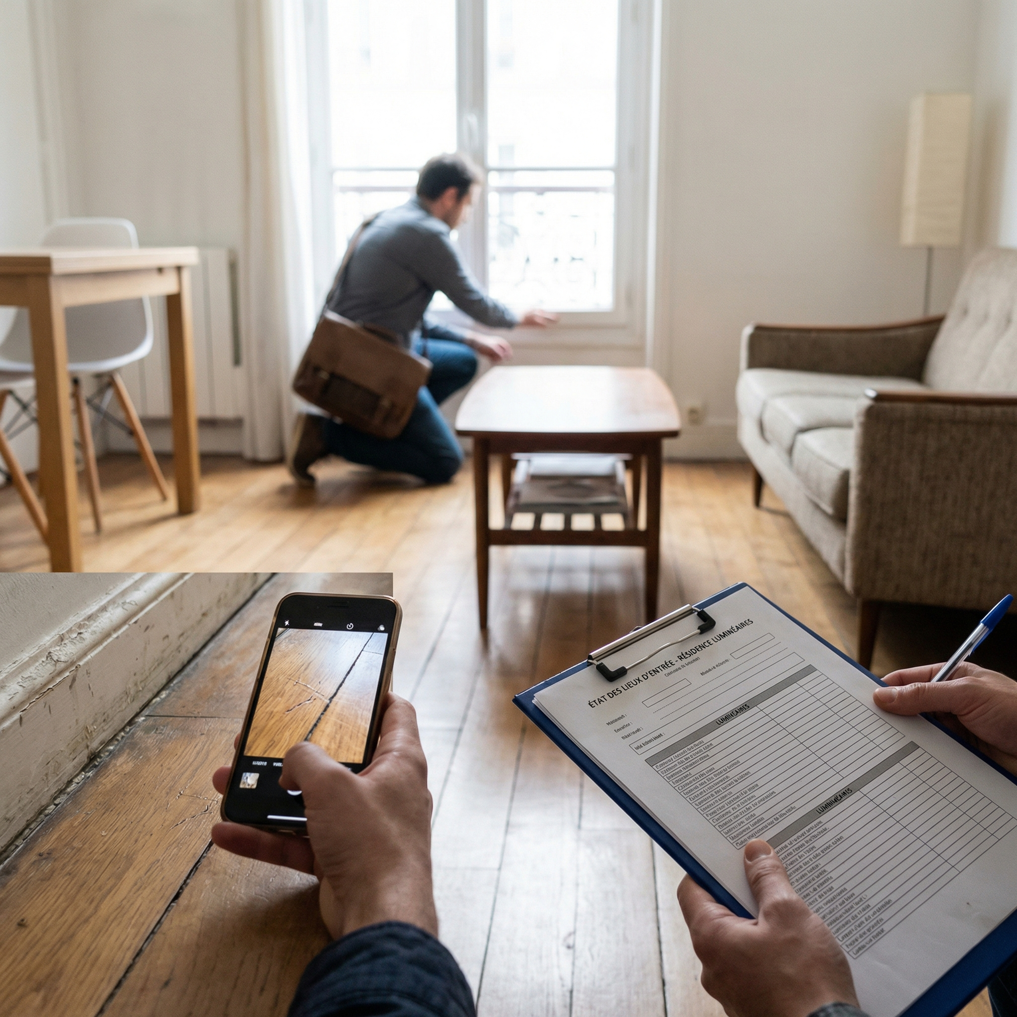 détail d’un état des lieux de sortie avec photos et preuves des dégradations
