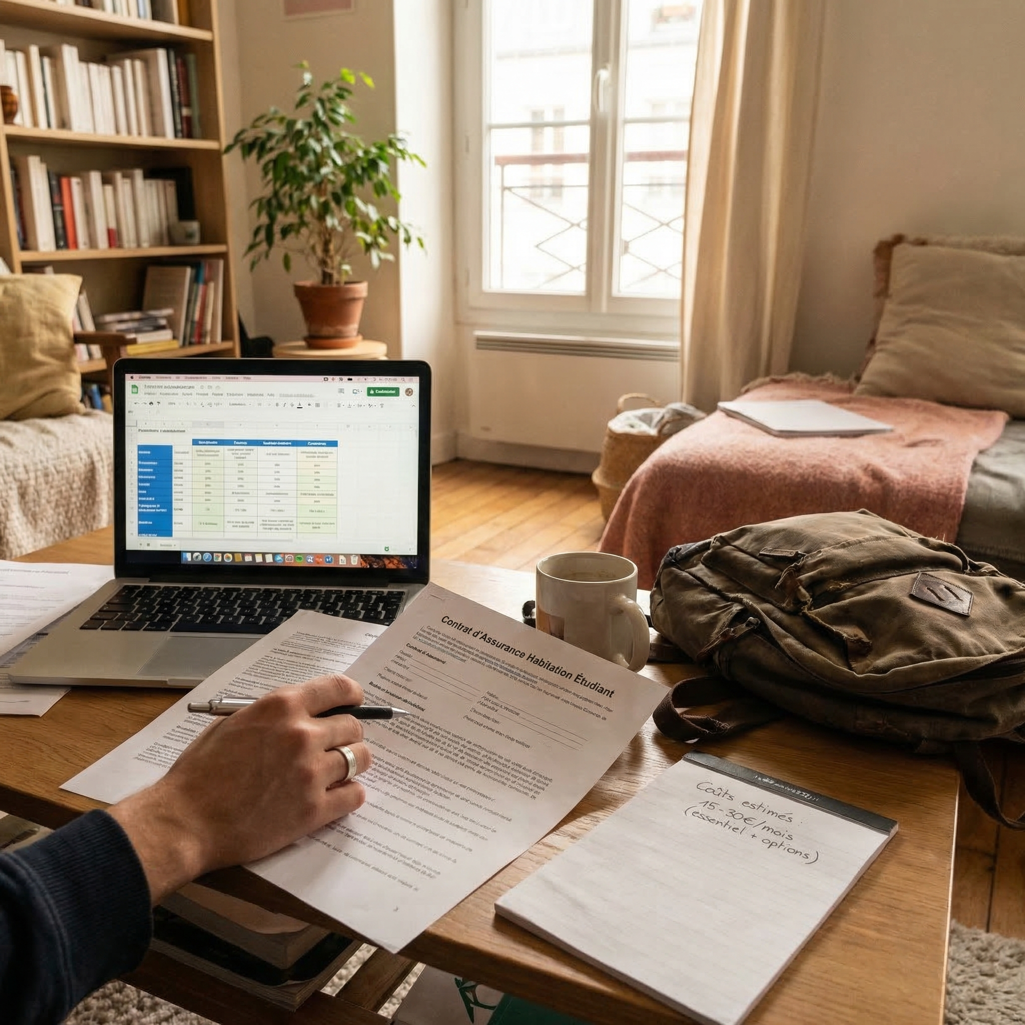 Étudiant comparant en ligne une assurance habitation étudiant quelles garanties indispensables et combien ça coûte