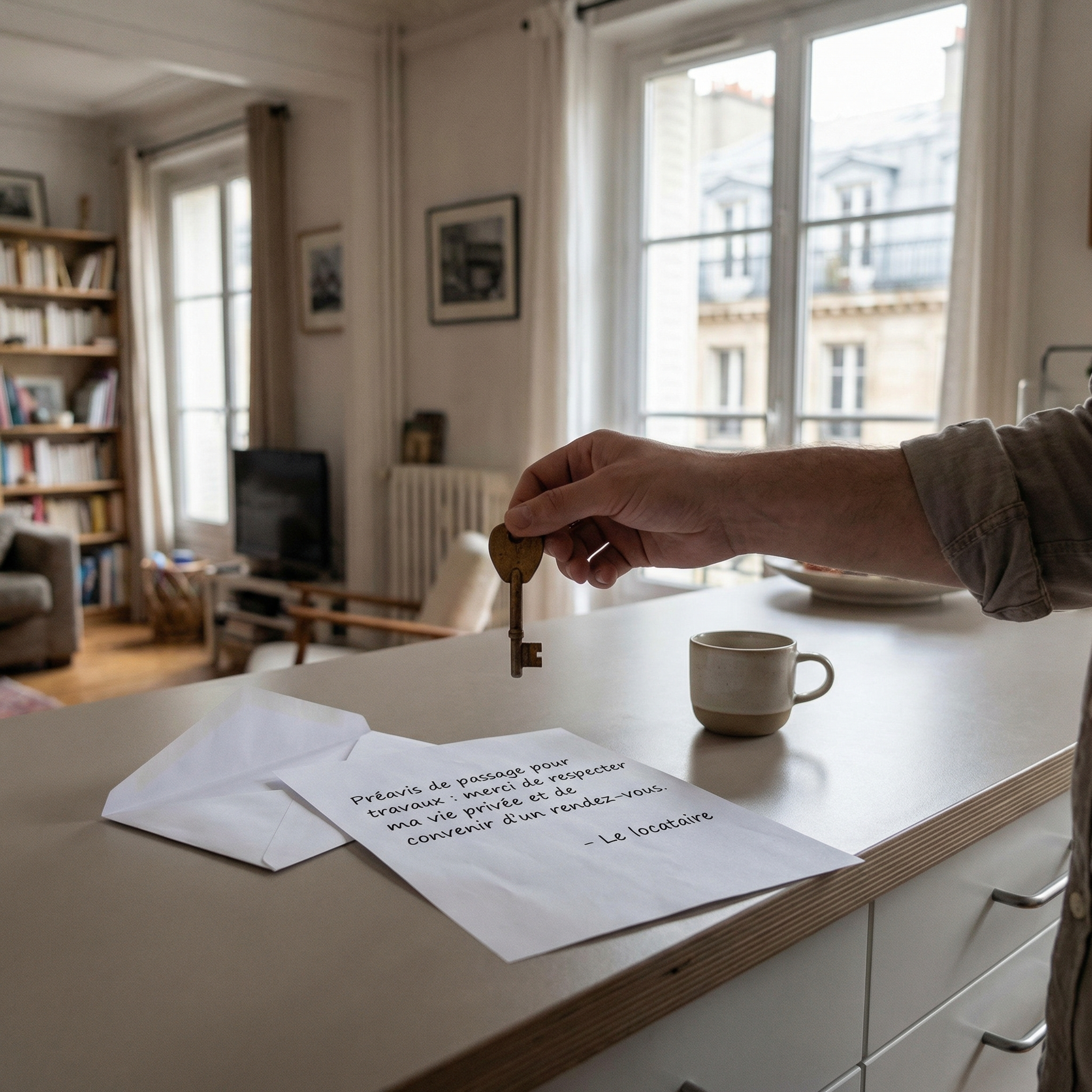 propriétaire avertissant avant une visite du logement conformément au droit à la vie privée du locataire