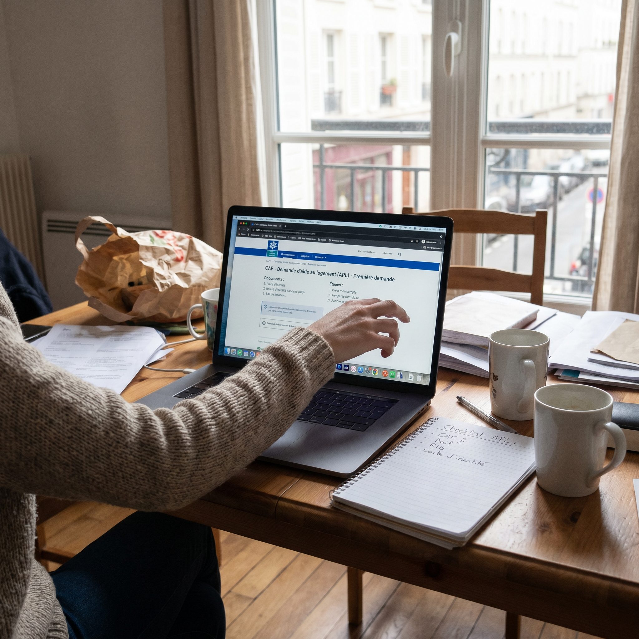 Formulaire APL en ligne rempli pour une première demande d’aide au logement