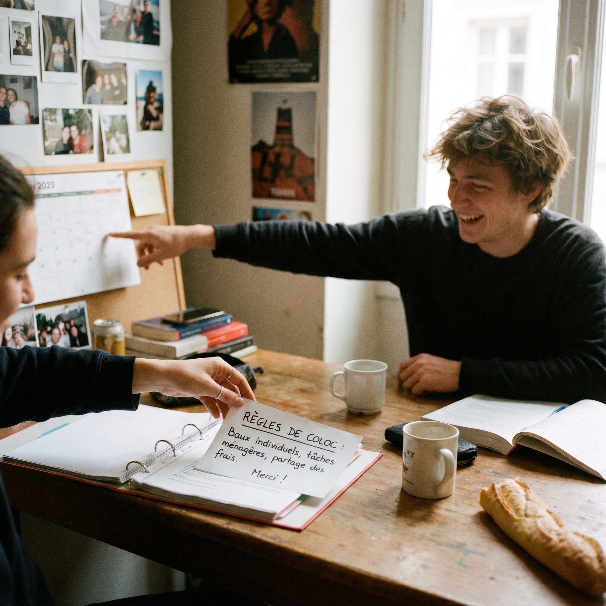 Propriétaire expliquant les règles légales d’une colocation étudiante et la différence entre bail unique et baux individuels