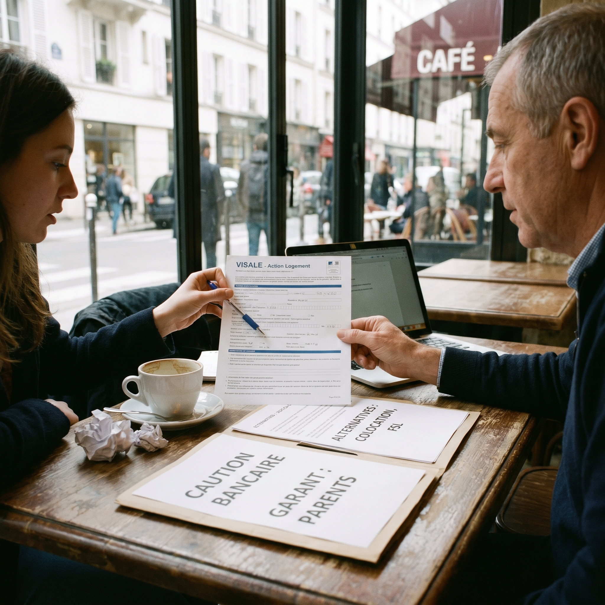 conseiller bancaire présentant la caution bancaire comme garantie de loyer pour étudiant