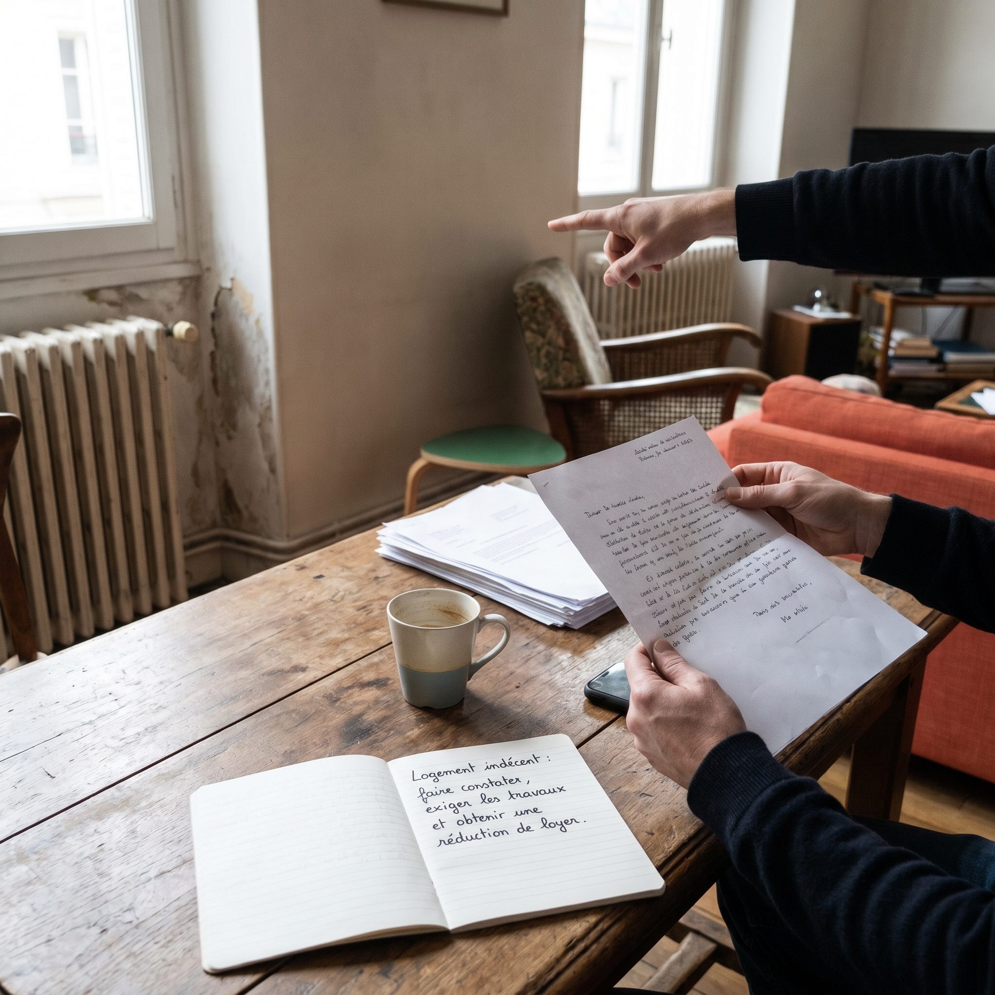 Lettre de mise en demeure au propriétaire pour travaux en cas de logement indécent et baisse de loyer