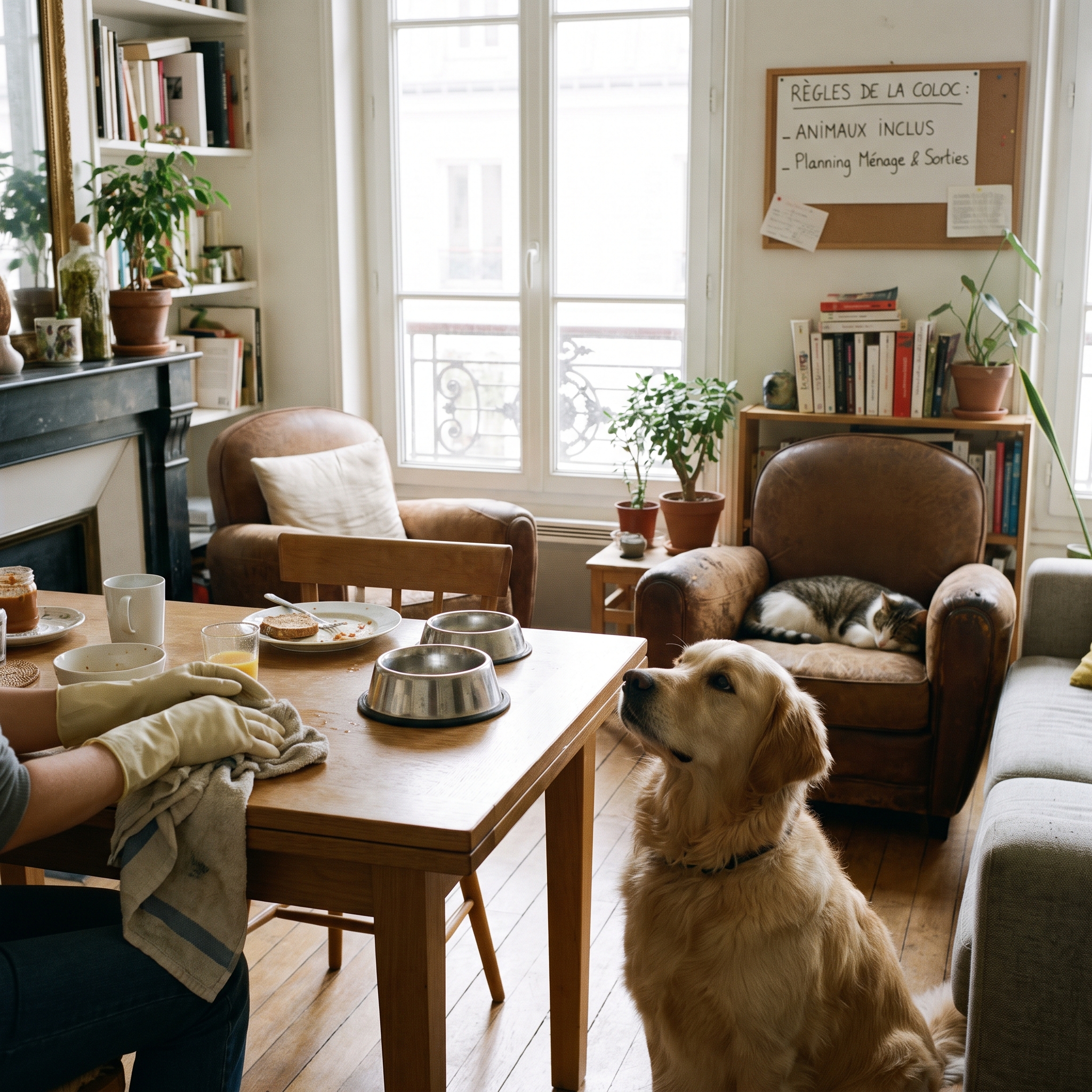 Colocation harmonieuse avec des animaux reposant sur un accord collectif écrit entre tous les colocataires