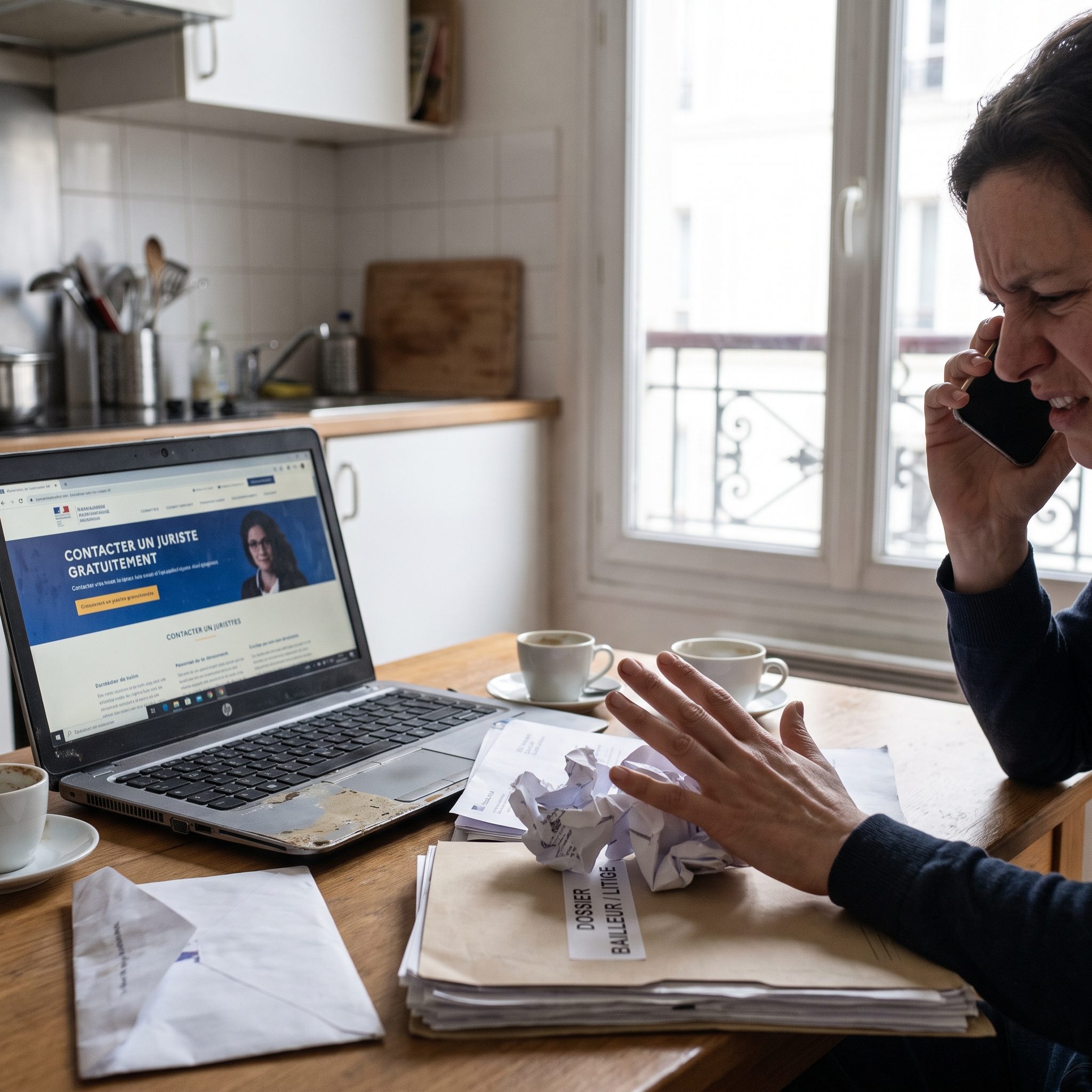 Locataire accompagné d’un conseiller juridique pour se défendre contre le harcèlement du propriétaire