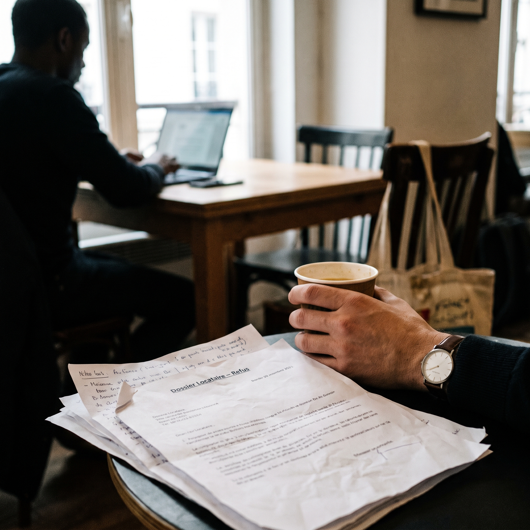 Que faire si votre dossier locataire est refusé : locataire inquiet discutant avec un agent immobilier