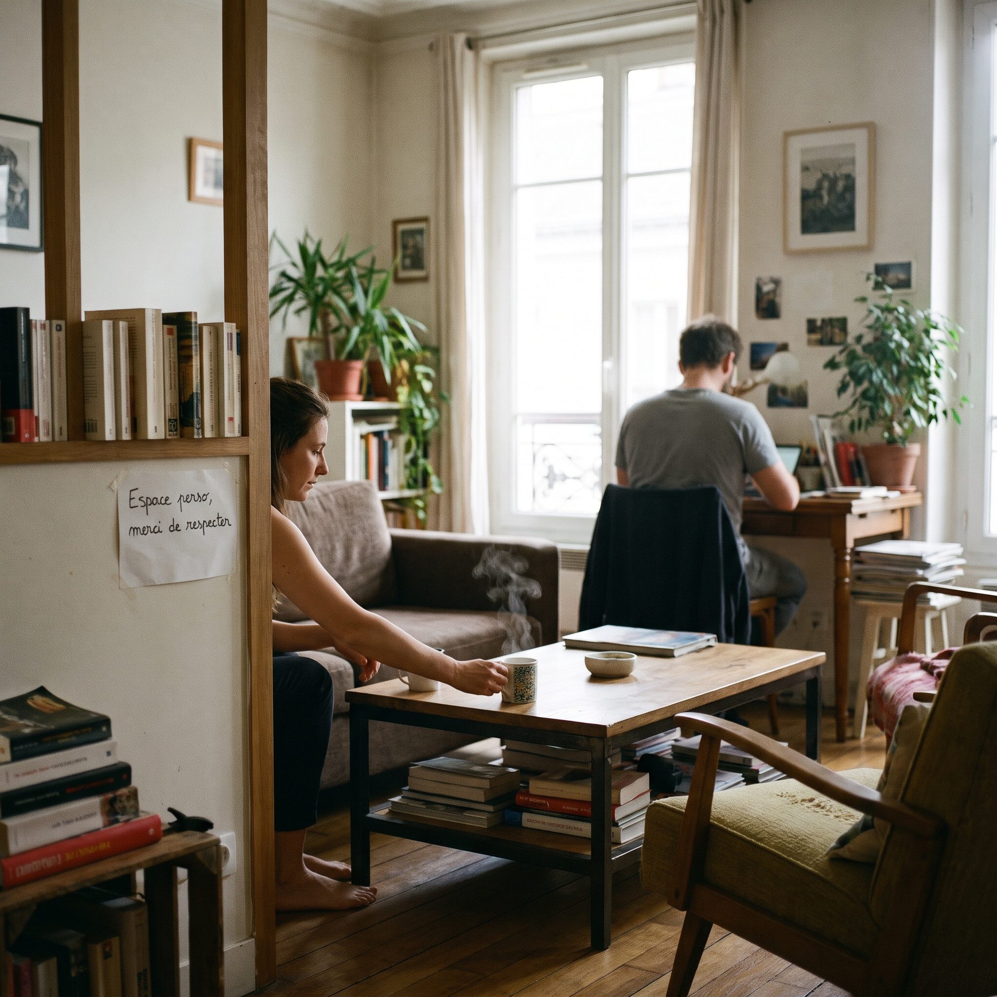 Répartir les espaces de travail et de repos pour préserver la confidentialité et les limites en cohabitation