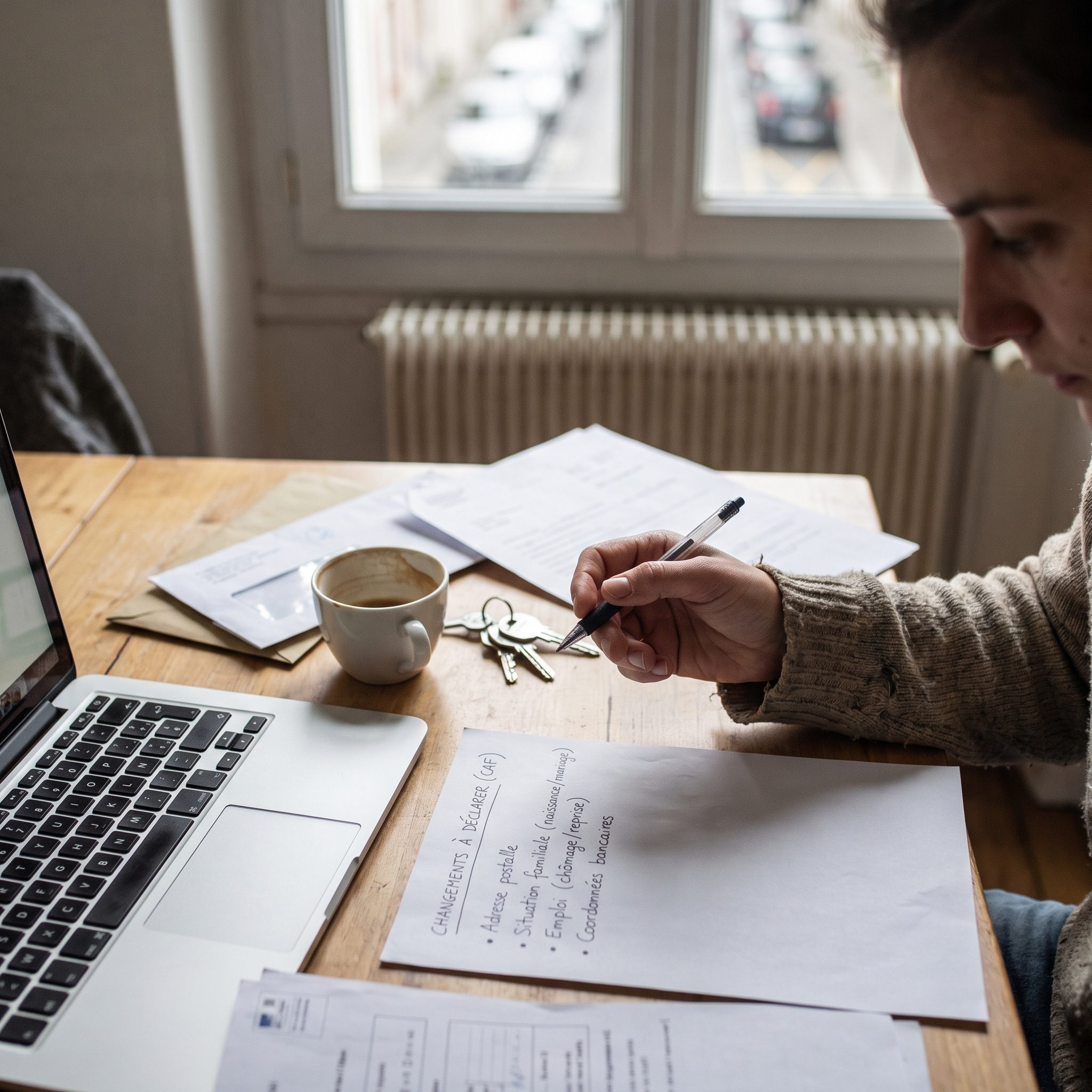Check-list imprimée pour une déclaration changement de situation CAF changement d’adresse famille emploi